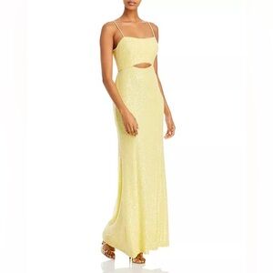 AQUA Cutout Yellow Sequin Dress